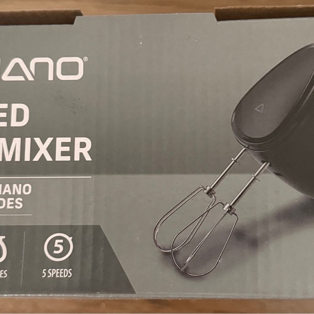 Black Hand Mixer with Stainless Beaters -